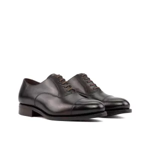 Leather Oxford Zurigo │ Black - Dark Brown Laces - Burgundy Soles