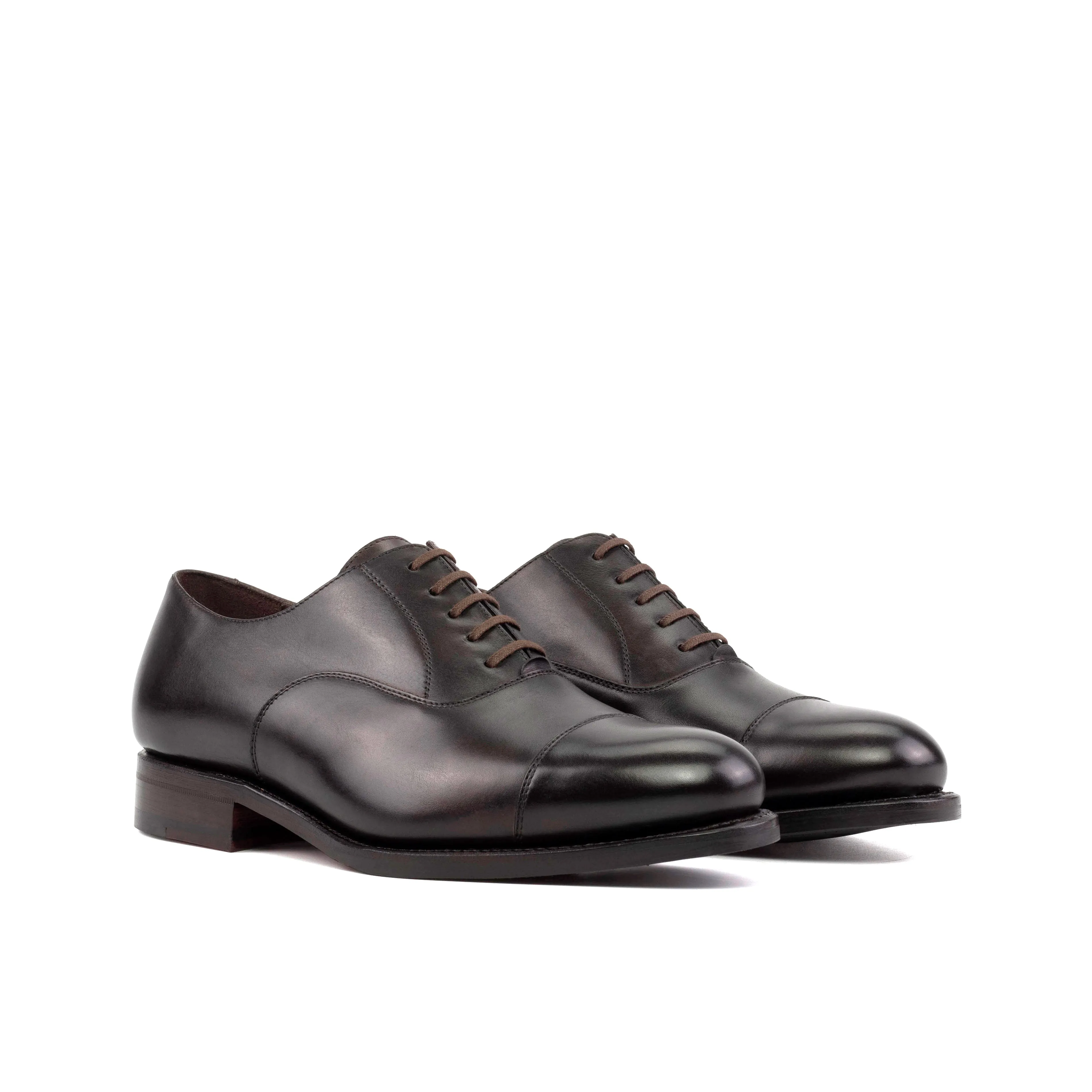 Leather Oxford Zurigo │ Black - Dark Brown Laces - Burgundy Soles