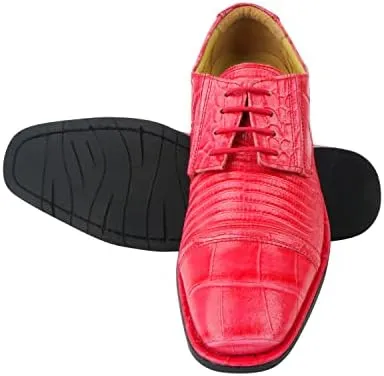 LIBERTYZENO Mens Animal Print Genuine Leather Lace Up Oxford Dress Shoes