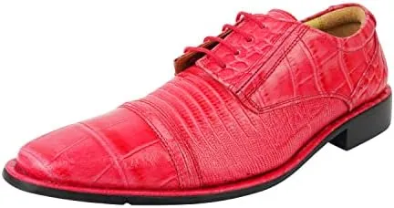 LIBERTYZENO Mens Animal Print Genuine Leather Lace Up Oxford Dress Shoes