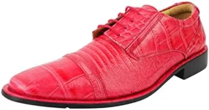 LIBERTYZENO Mens Animal Print Genuine Leather Lace Up Oxford Dress Shoes