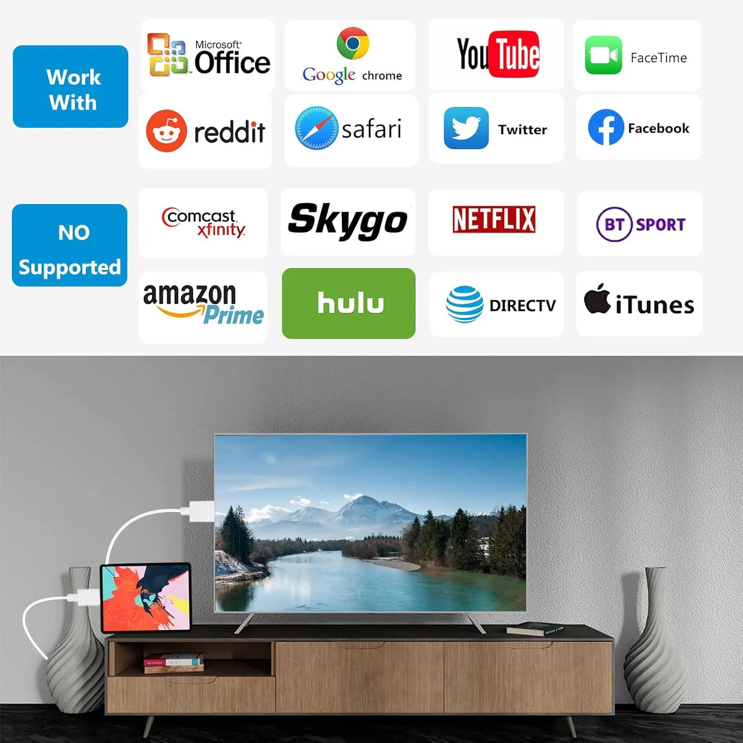 Lightning to HDMI Cable for iPhone Digital AV Adapter 1080P HD Video Sync Screen Connector iPhone to HDMI for TV Projector Monitor 13.2FT Support iOS 18