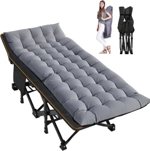 LILYPELLE Folding Camping Cot, Heavy Duty Sleeping Cots with Carry Bag, Double Layer Oxford Portable Travel Camp Cots for Home, Office Nap and Outdoor Beach