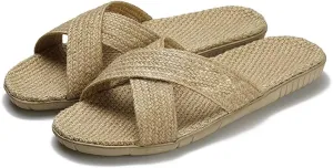 Linen Flax Suction Sweat Slippers，Cotton Flax House Sandals ,Soft-soled Women’s Cotton, Linen And Linen Slide Sandals With Arch Support，comfortable Home Shoes Indoor/outdoor Linen Slippers Indoor