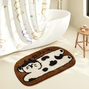 Livingfun Cute Bath Mat,Extra Soft Irregular Shaped Cat Bathroom Rug,16''X28''Non-Slip Washable Absorbent Funny Rugs for Tub,Shower，Kitchen， Bedroom,Door Mat, Decor（Brown）