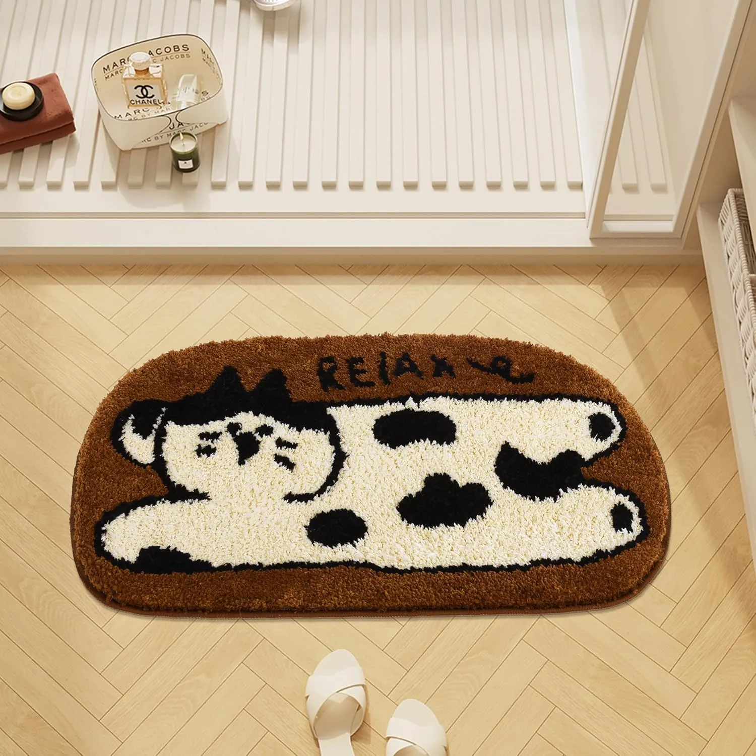 Livingfun Cute Bath Mat,Extra Soft Irregular Shaped Cat Bathroom Rug,16''X28''Non-Slip Washable Absorbent Funny Rugs for Tub,Shower，Kitchen， Bedroom,Door Mat, Decor（Brown）