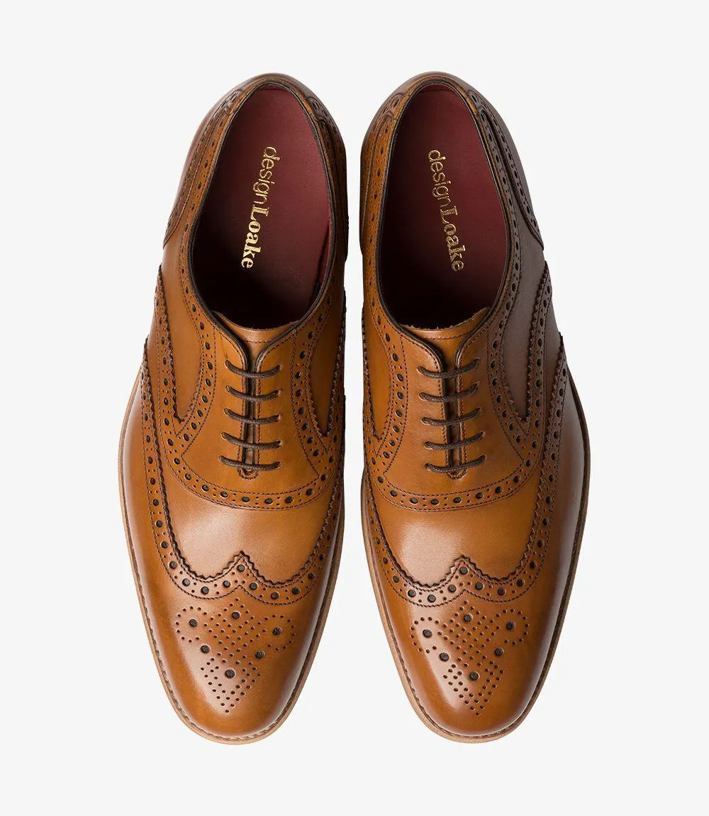 LOAKE KERRIDGE TAN OXFORD BROGUE RUBBER SOLE F-MEDIUM