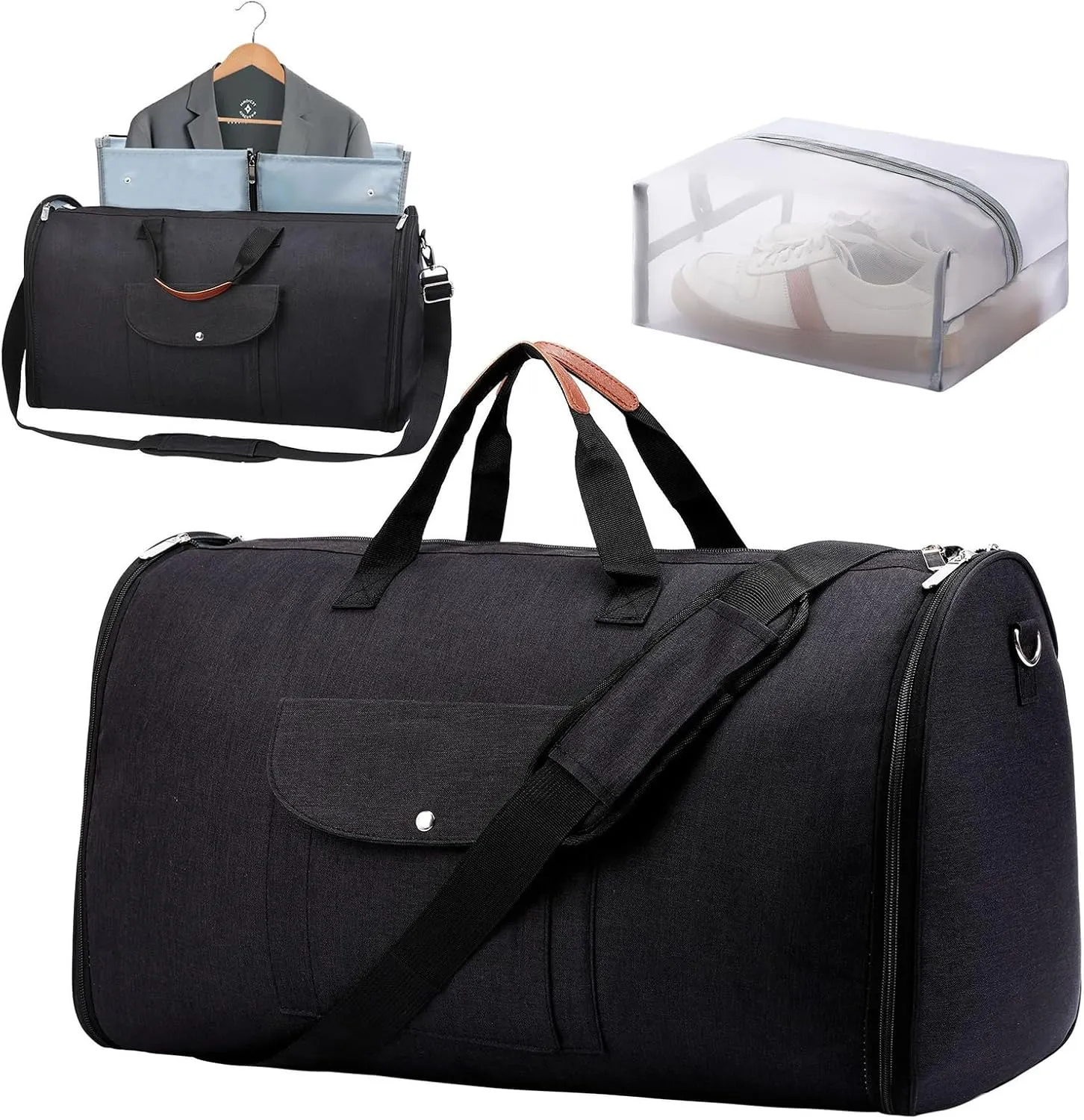 Lucshy Travel Bag, Garment Duffle Bags for Travel, Large Waterproof Crossbody Shoulder Capacity Suit Travel Garment (Black-B), Zbl0325008