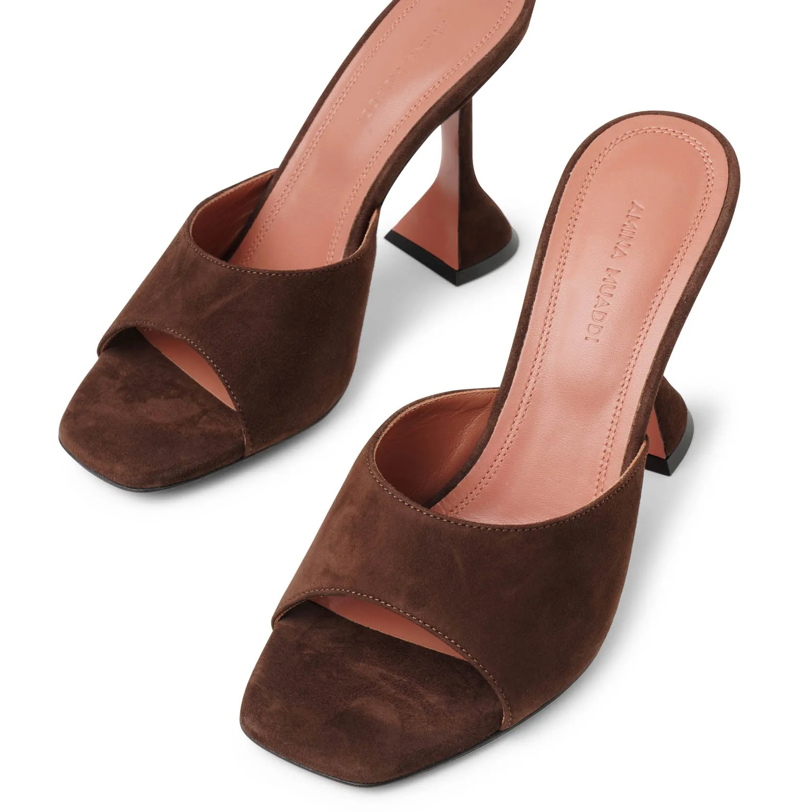 Lupita 95 dark brown suede mules