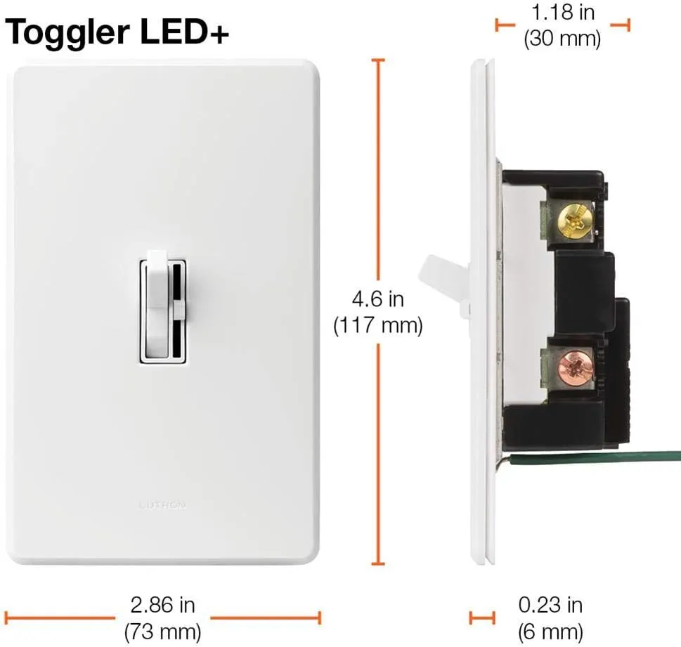Lutron Ariadni/Toggler LED  Dimmer Switch for Dimmable LED, Halogen and Incandescent Bulbs, 150 Watt, Single-Pole or 3-Way, AYCL-153P-BL, Black