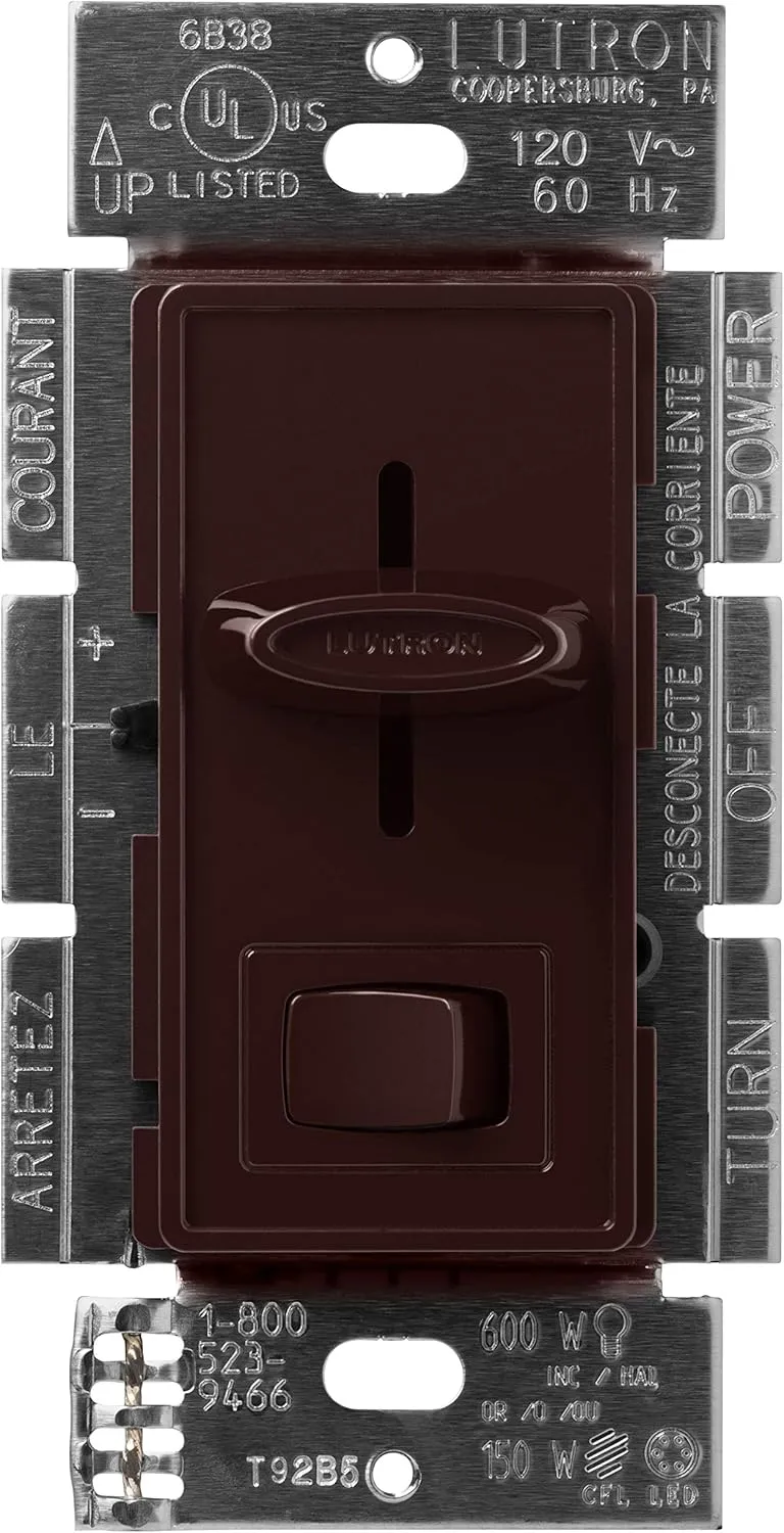 Lutron Skylark LED  Dimmer Switch for Dimmable LED, Halogen and Incandescent Bulbs | 150W/Single-Pole or 3-Way | SCL-153P-BR | Brown