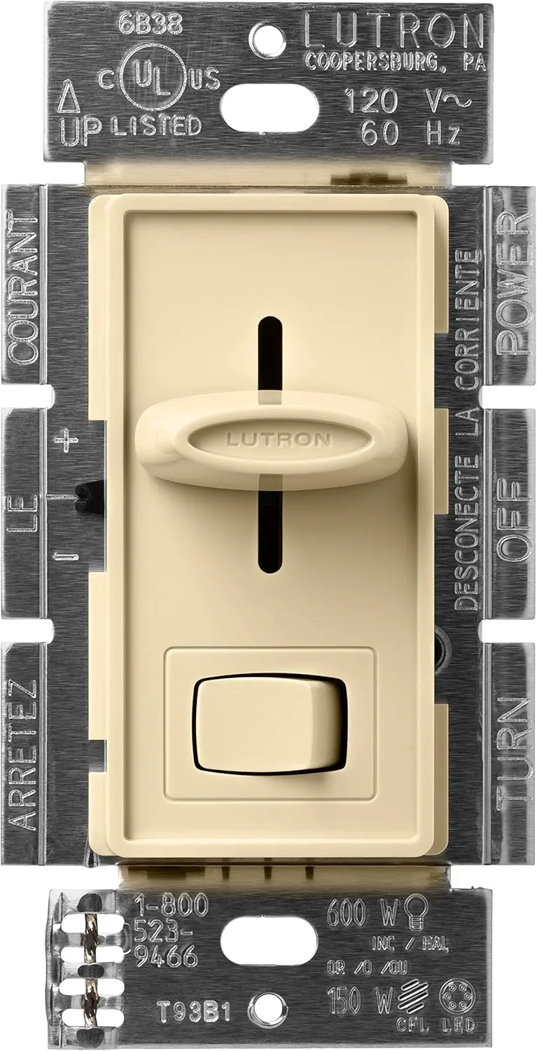 Lutron Skylark LED  Dimmer Switch for Dimmable LED, Halogen and Incandescent Bulbs | 150W/Single-Pole or 3-Way | SCL-153P-IV | Ivory