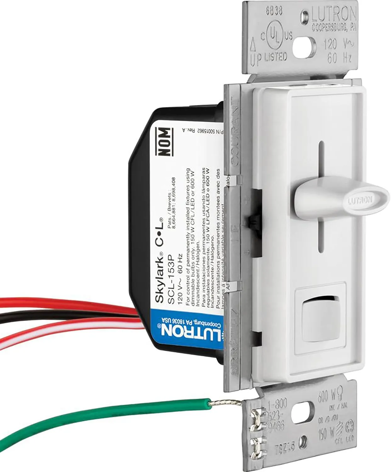 Lutron Skylark LED  Dimmer Switch for Dimmable LED, Halogen and Incandescent Bulbs | 150W/Single-Pole or 3-Way | SCL-153P-IV | Ivory