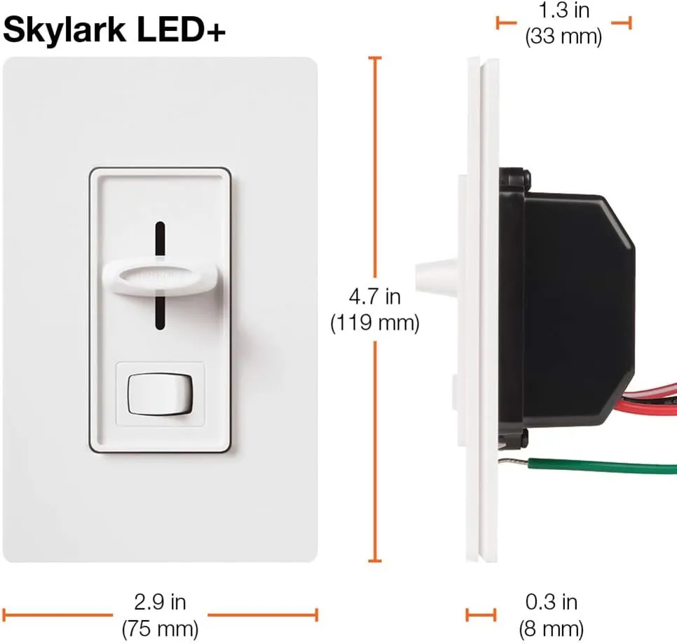 Lutron Skylark LED  Dimmer Switch for Dimmable LED, Halogen and Incandescent Bulbs | 150W/Single-Pole or 3-Way | SCL-153P-IV | Ivory