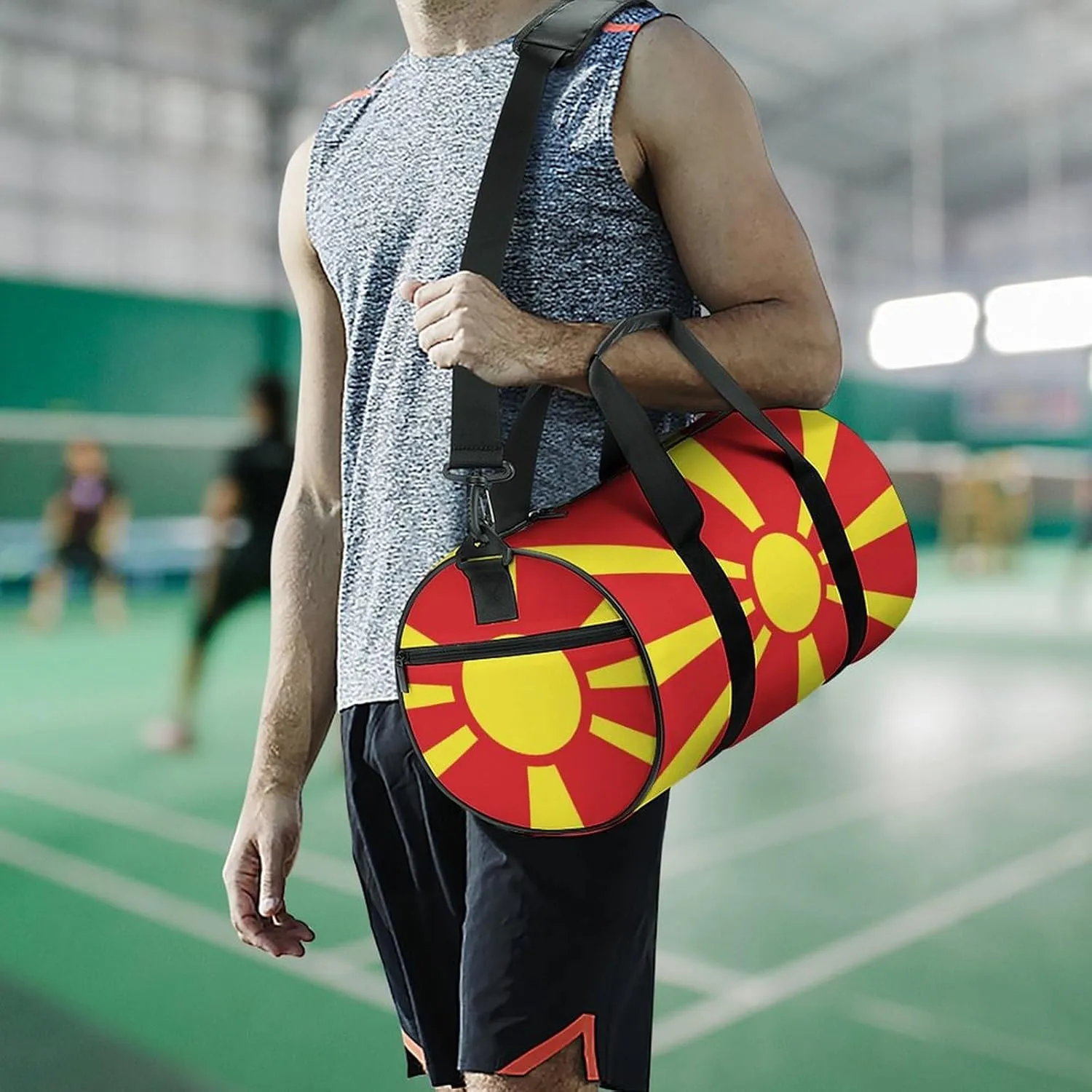 Macedonia Flag Waterproof Gym Bag for Women Men with Wet Pocket Sports Duffel for Travel Weekender