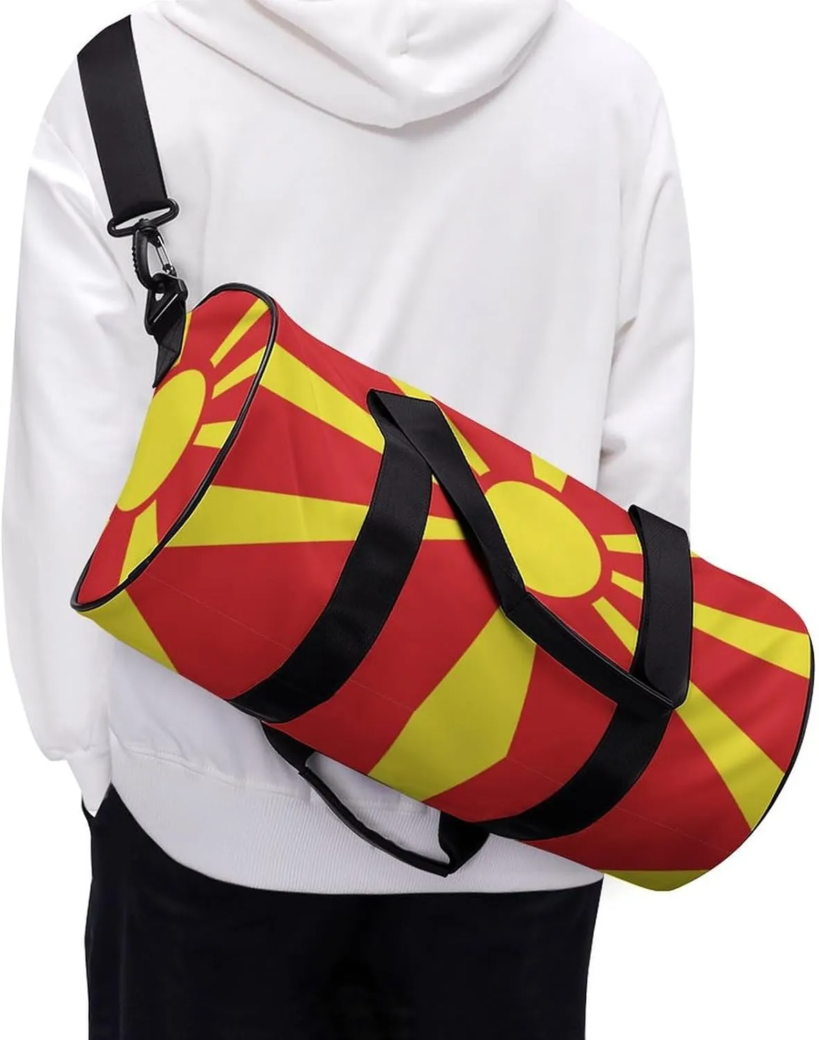 Macedonia Flag Waterproof Gym Bag for Women Men with Wet Pocket Sports Duffel for Travel Weekender