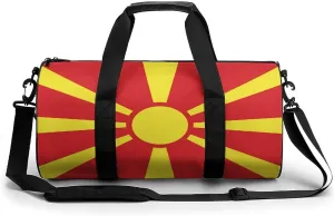 Macedonia Flag Waterproof Gym Bag for Women Men with Wet Pocket Sports Duffel for Travel Weekender