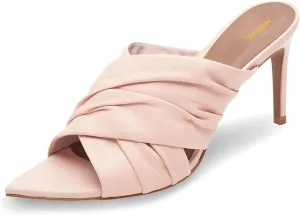 Maiyang Women Trendy Open Pointed Toe Slip on Ruched Mules Stiletto High Heel Party Club Daily Slide Sandals Size 4-16 US