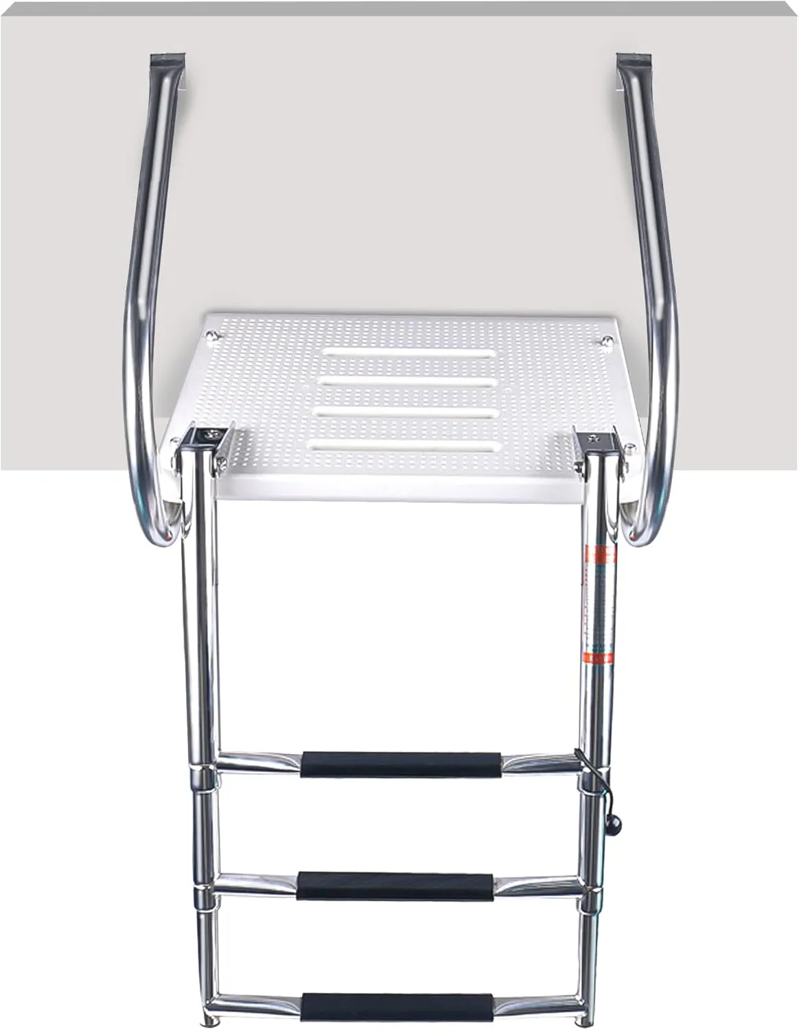 Marinebaby Boat Universal Swim Platform Under Mount Telescopic Boat Ladder, 3 Steps in/Outboard Boat Pontoon Ladder Silver