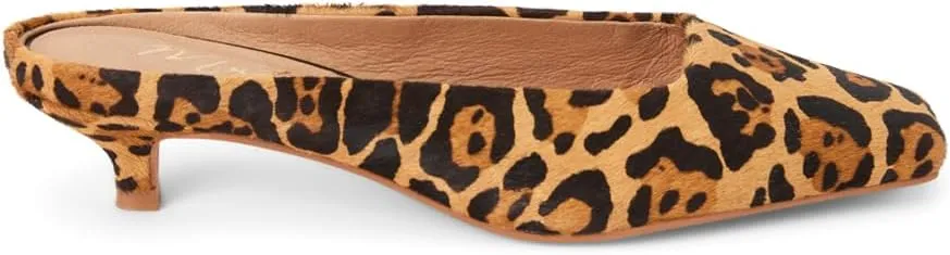 Matisse Womens Classy Leopard Square Toe Kitten Mules Dress Casual Low Heel 1-2" - Brown