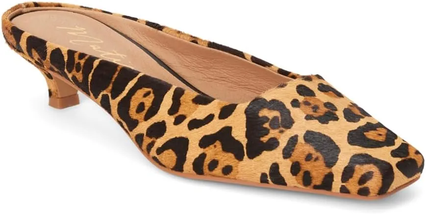 Matisse Womens Classy Leopard Square Toe Kitten Mules Dress Casual Low Heel 1-2" - Brown