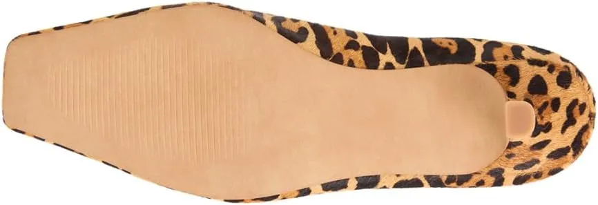 Matisse Womens Classy Leopard Square Toe Kitten Mules Dress Casual Low Heel 1-2" - Brown