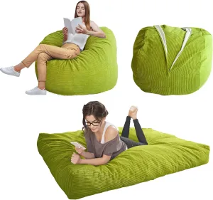 MAXYOYO Giant Bean Bag Chair Bed for Adults, Convertible Beanbag Folds from Lazy Chair to Floor Mattress Bed, Large Floor Sofa Couch, Big Sofa Bed, High-Density Foam Filling, Machine Washable