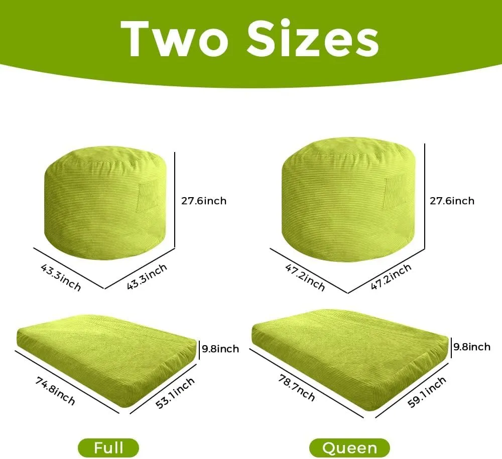 MAXYOYO Giant Bean Bag Chair Bed for Adults, Convertible Beanbag Folds from Lazy Chair to Floor Mattress Bed, Large Floor Sofa Couch, Big Sofa Bed, High-Density Foam Filling, Machine Washable