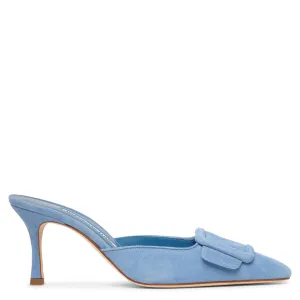 Maysale 70 blue suede mules