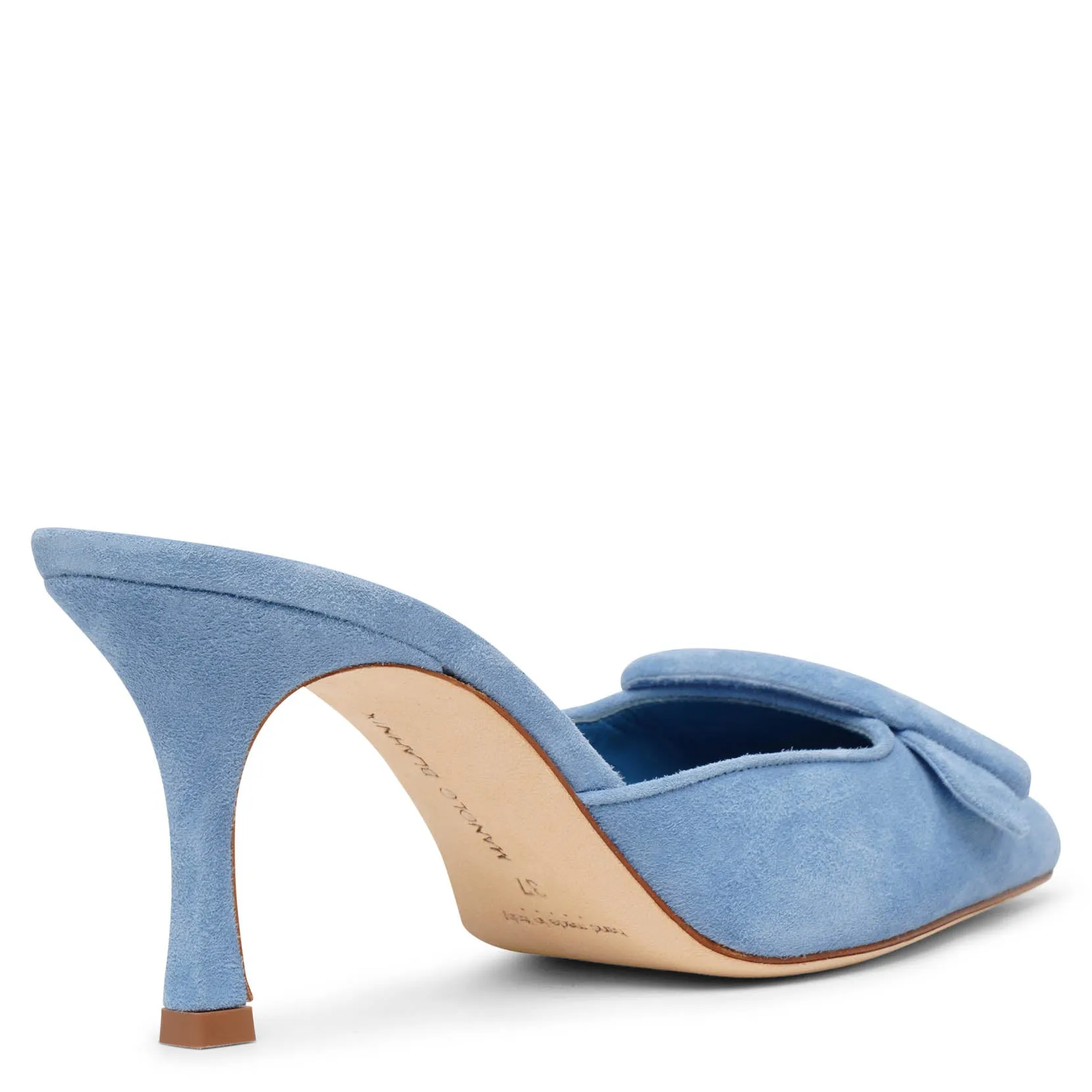 Maysale 70 blue suede mules