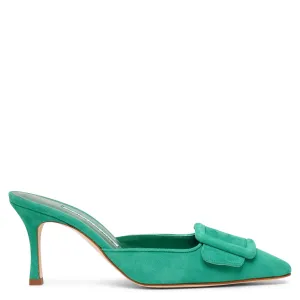 Maysale 70 green suede mules