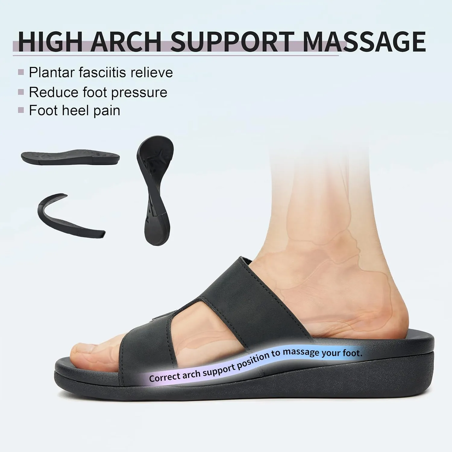 MEGNYA Comfortable Women's Walking Sandals, Arch Support Slides for Plantar Fasciitis Flat Feet, Casual Adjustable Strap Sandals for Orthopedic