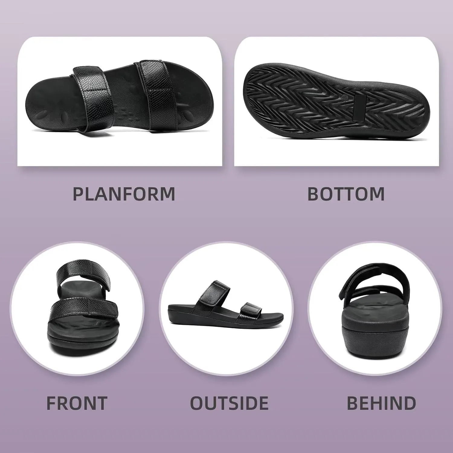 MEGNYA Orthotic Sandals for Women, Plantar Fasciitis Sandals for Flat Feet, Orthopedic Walking Slide Sandals with Arch Support