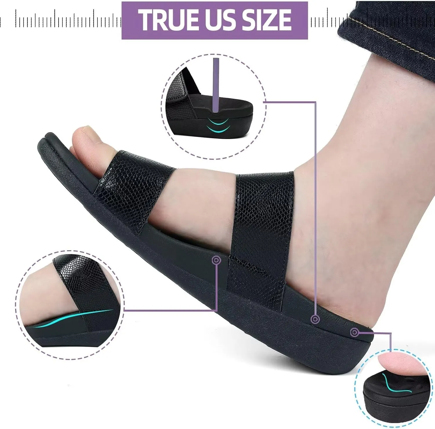 MEGNYA Orthotic Sandals for Women, Plantar Fasciitis Sandals for Flat Feet, Orthopedic Walking Slide Sandals with Arch Support