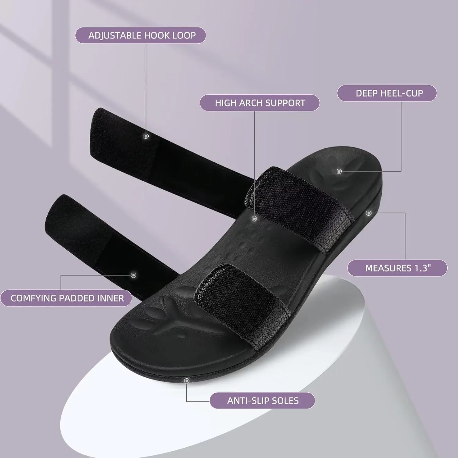 MEGNYA Orthotic Sandals for Women, Plantar Fasciitis Sandals for Flat Feet, Orthopedic Walking Slide Sandals with Arch Support