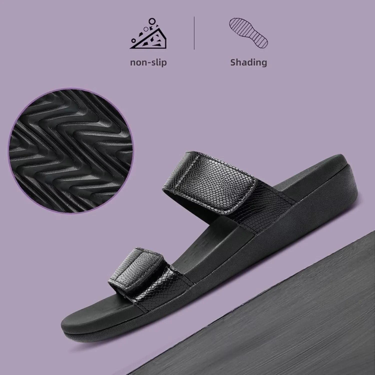MEGNYA Orthotic Sandals for Women, Plantar Fasciitis Sandals for Flat Feet, Orthopedic Walking Slide Sandals with Arch Support