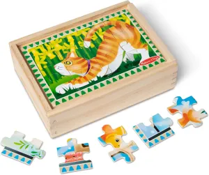Melissa & Doug Pets 4-in-1 Wooden Jigsaw Puzzles in a Storage Box (48 pcs) - FSC Certified