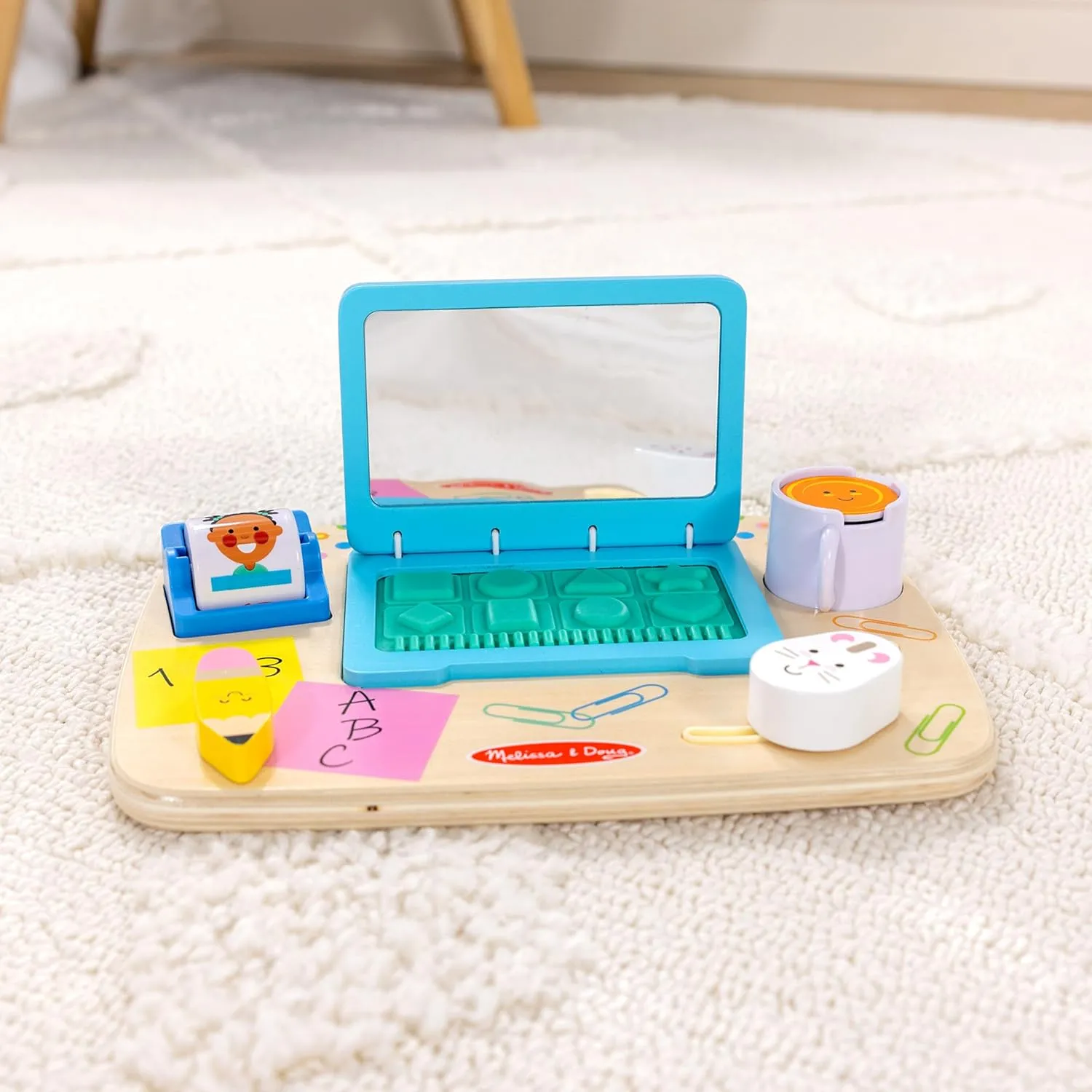 Melissa & Doug Wooden Work & Play Desktop Activity Board Infant and Toddler Sensory Toy - FSC Certified