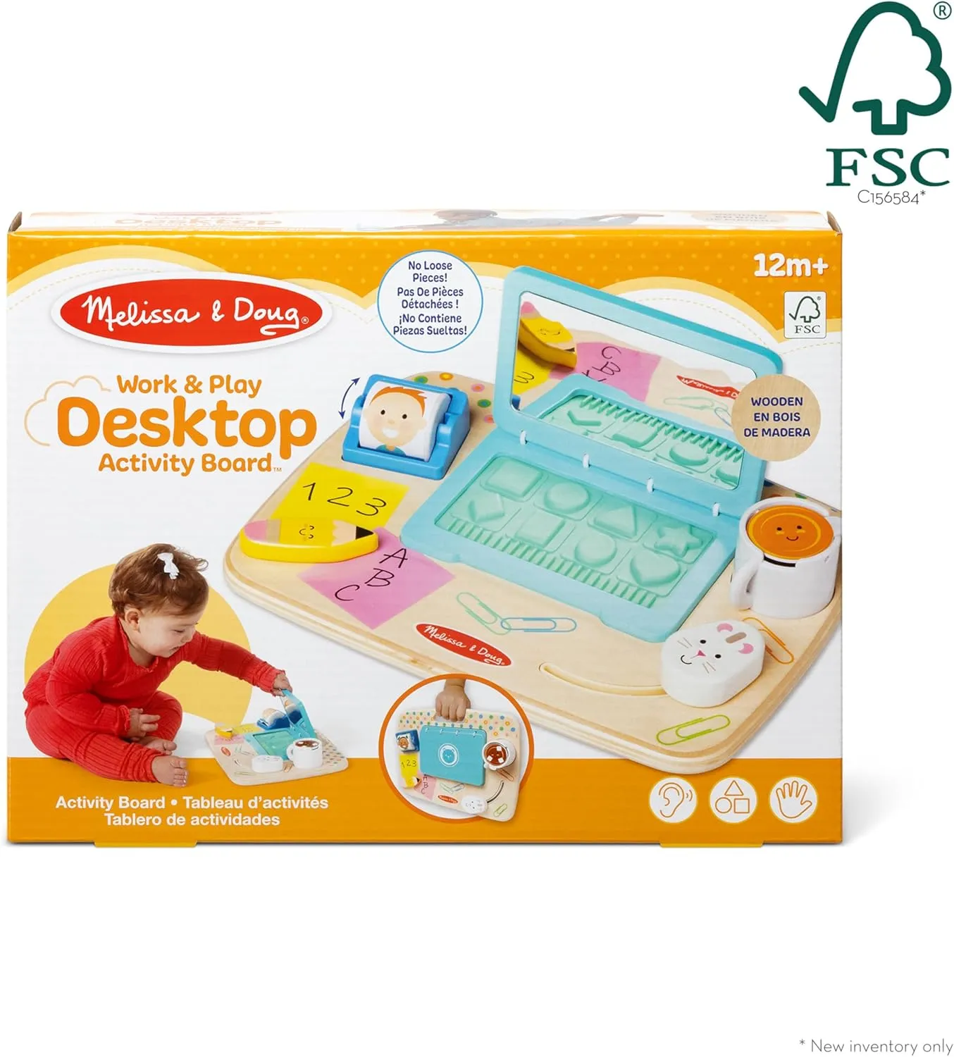 Melissa & Doug Wooden Work & Play Desktop Activity Board Infant and Toddler Sensory Toy - FSC Certified
