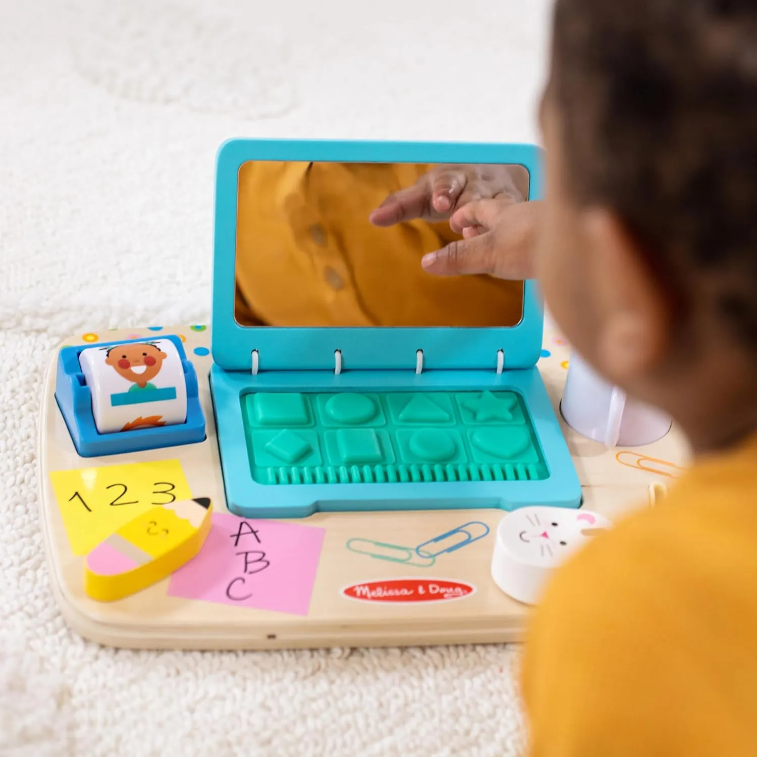 Melissa & Doug Wooden Work & Play Desktop Activity Board Infant and Toddler Sensory Toy - FSC Certified