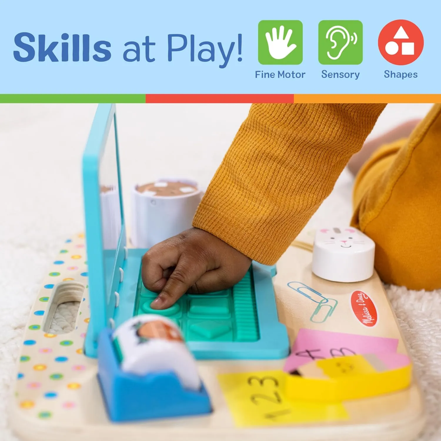 Melissa & Doug Wooden Work & Play Desktop Activity Board Infant and Toddler Sensory Toy - FSC Certified