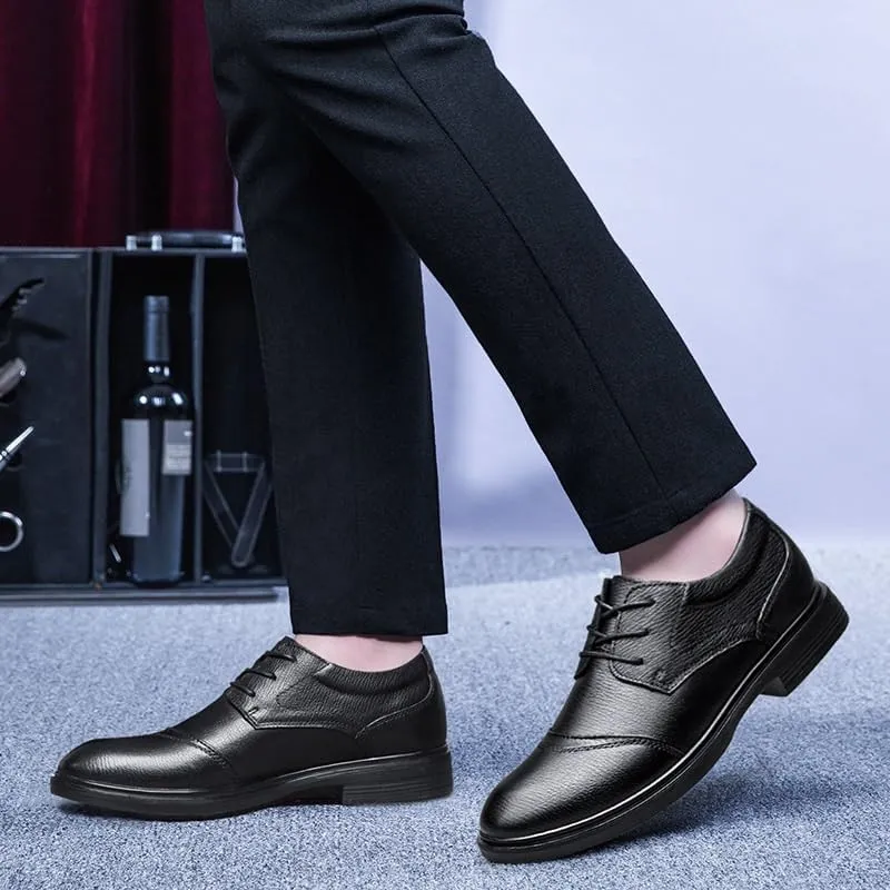 Men Classic Pointed Toe Oxford Shoes – Lace-Up Dress Shoes for Wedding & Business