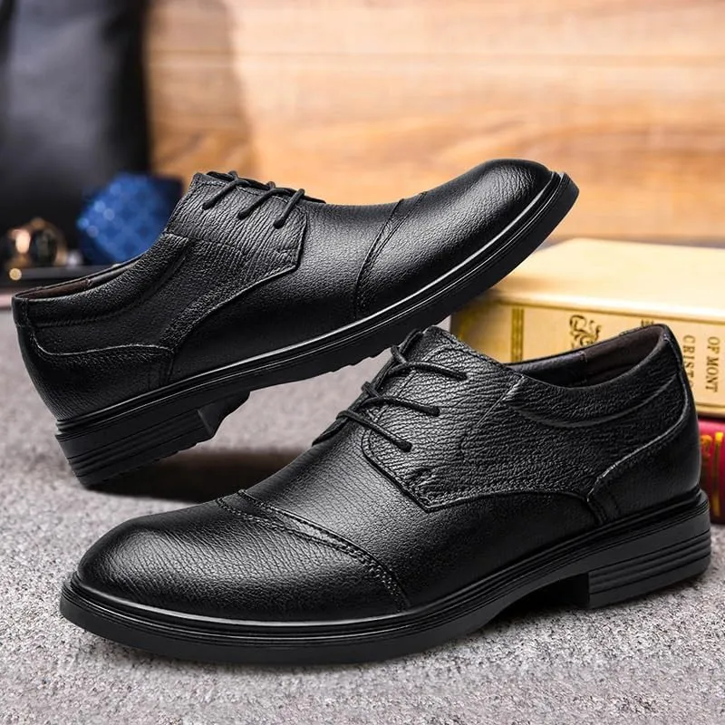 Men Classic Pointed Toe Oxford Shoes – Lace-Up Dress Shoes for Wedding & Business