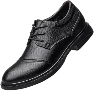 Men Classic Pointed Toe Oxford Shoes – Lace-Up Dress Shoes for Wedding & Business