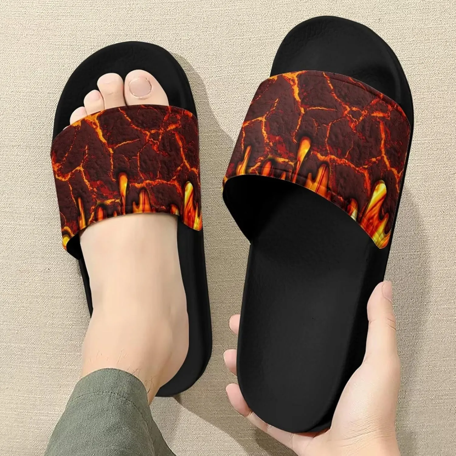 Men House Sandals Summer Non Slip Beach Pool Party Sandals Shoes Lightweight Indoor Outdoor Slipper Black Sole Size 5-14