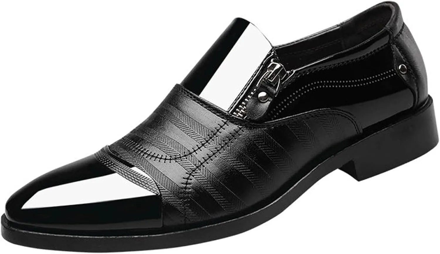 Men Shoes Boots Leather Classical Style Men's Breathable Hollow Business Casual Pointed Shoes Combers (Black, 11.5)