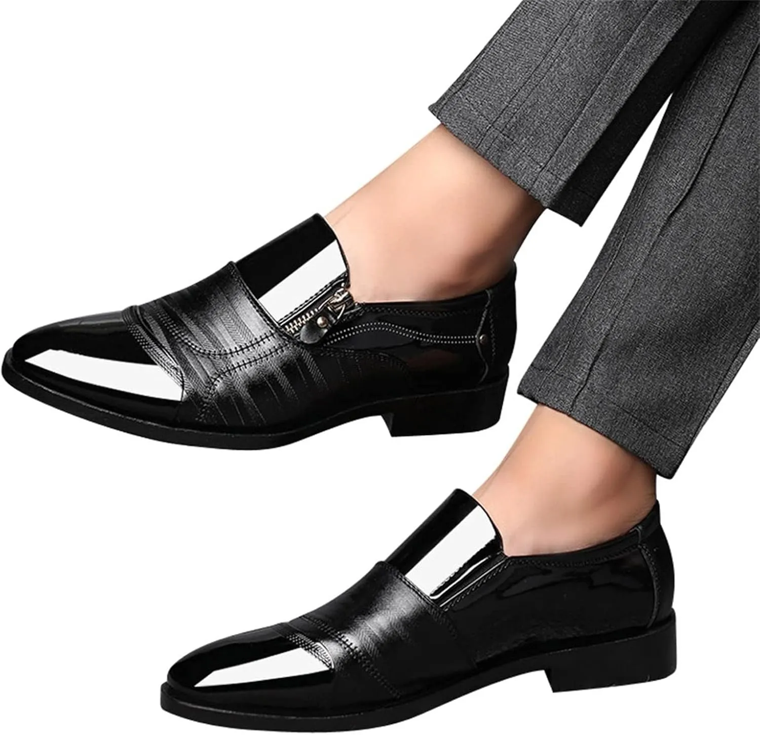 Men Shoes Boots Leather Classical Style Men's Breathable Hollow Business Casual Pointed Shoes Combers (Black, 11.5)