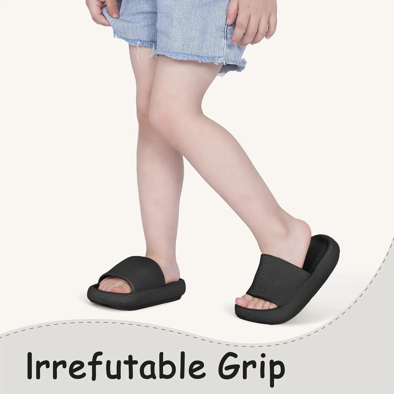 Menore Cloud Slides for Kids Shower Beach Slippers Boys Girls Bathroom Thick Sole Pillow Slippers Summer Non-Slip Pool Sandals