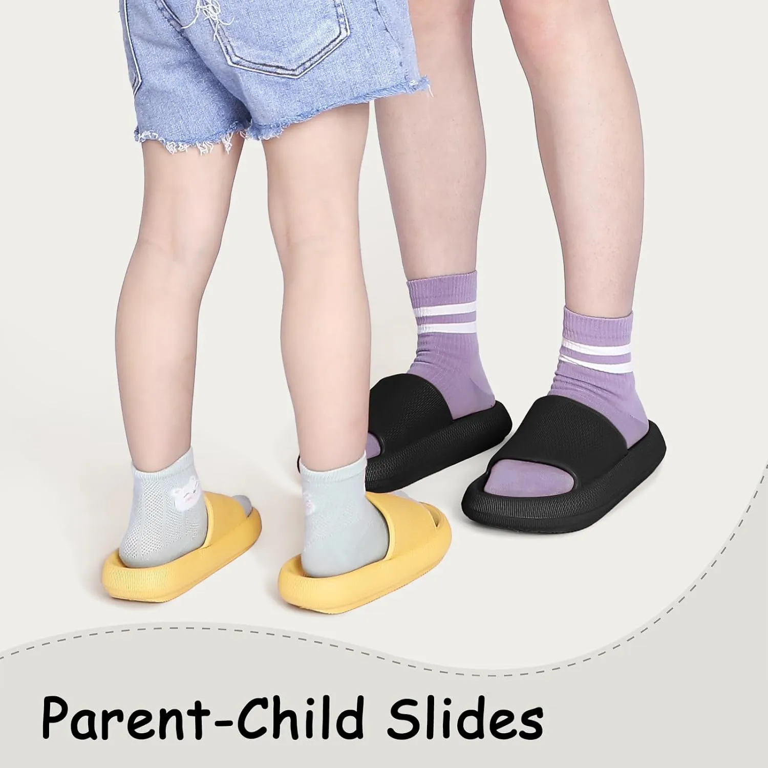 Menore Cloud Slides for Kids Shower Beach Slippers Boys Girls Bathroom Thick Sole Pillow Slippers Summer Non-Slip Pool Sandals