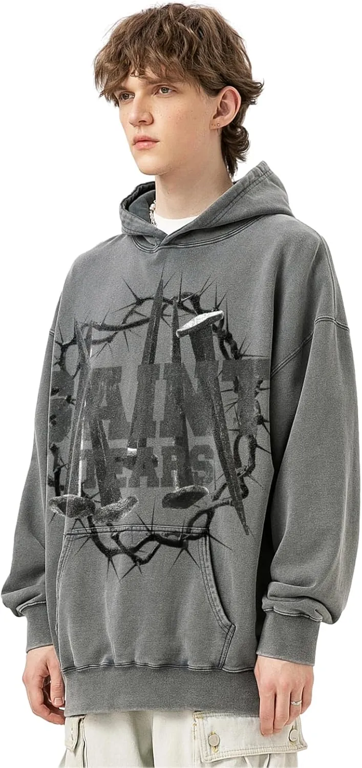 Men's 3D Graphic Print Hooded Casual Oversized Hoodies Pink&Grey Mix Special Color Long Sleeve For Unisex